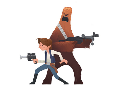 Han & Chewie character design chewbacca digital hansolo illustration procreate star wars