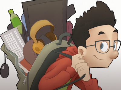 Backpack backpack character design digital geek illustration