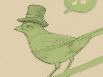 Cheerio bird illustration sketch tophat