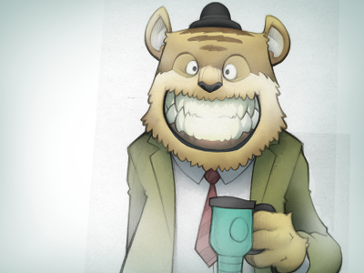 On The Job digital illustration monster smile suit teeth tie