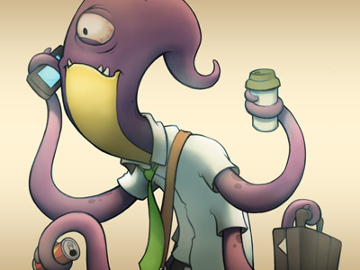 Tired Monster business digital illustration monster purple tentacles