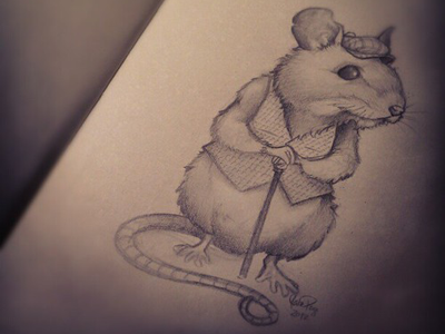 Field Mouse cane illustration mouse pencil vest