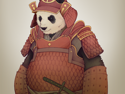 Panda Samurai armor digital illustration japan panda samurai sword