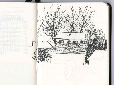 sketchbook drawing house ink pen line drawing sketch sketchbook trees