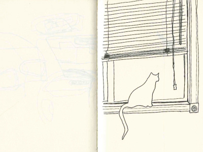 sketchbook blinds cat drawing line drawing sketch sketchbook window