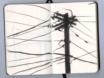 telephone wires black and white brush marker drawing sketch sketchbook
