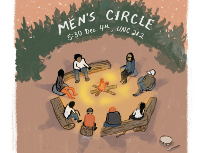 men's circle poster detail aboriginal drum fire forest illustration indigenous mens circle photoshop poster woods