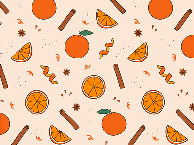 Orange Spice cinnamon illustrated pattern illustrator oranges pattern pattern designer repeat pattern spice star anise surface design zest