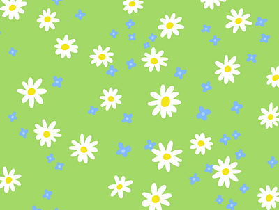 meadow adobe fresco bright colours daisies floral print flower pattern green illustrated pattern pattern design spring flowers wildflowers