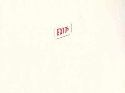 interrupted sketch drawing exit sign pencil crayon sketch