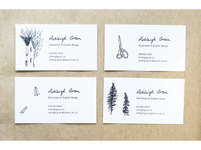 new business cards! business cards graphic design house illustration paper airplanes scissors trees