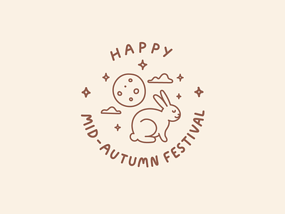 Happy Mid-Autumn Festival badge design bunny chinese holiday full moon hong kong line illustration mid autumn festival moon moon cake rabbit