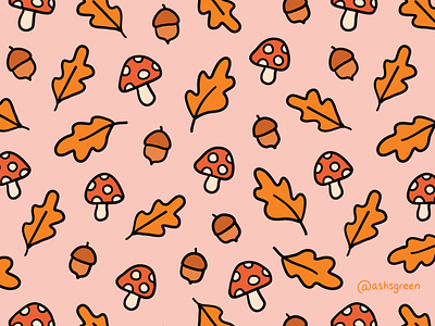 Forest Floor acorns autumn print baby pattern cute pattern doodle fall illustration forest illustrated pattern leaves mushroom pattern print surface designer