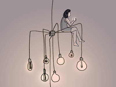 lights drawing girl hanging lights illustration light light bulb photoshop