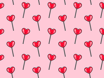 Valentine's pattern candy glossy hearts illustration lollipops pattern pattern designer pink red repeating surface pattern design sweets valentines