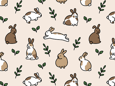 Hoppy Easter animal bunnies cruelty free cute farm illustration pattern plants rabbits repeating pattern seamless surface design