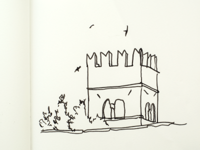 motovun castle birds castle croatia drawing illustration istria motovun sketchbook
