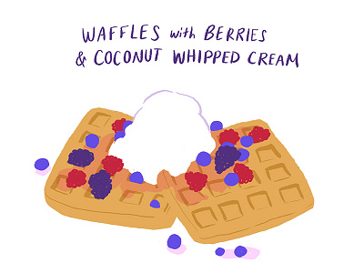 waffles berries breakfast food illustration recipe waffles whipped cream