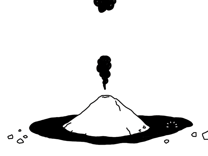 day 12 30 days of animation animation bubbles cloud gif mountain photoshop rocks volcano water