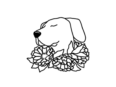 dog dog flower crown flowers great dane illustration line drawing vector