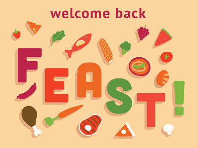 welcome back feast dinner feast food illustration poster