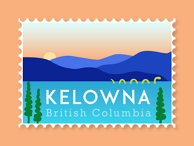 Kelowna geofilter british columbia canada geofilter illustration kelowna lake mountains pine trees postage stamp snapchat stamp