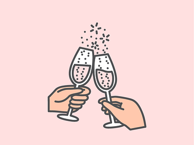 Inktober day 7 adobe illustrator champagne drink hands illustration inktober pink simple vector wine