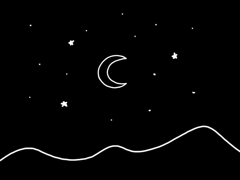 Inktober Day 12 adobe photoshop animation gif illustration line drawing minimal moon night stars