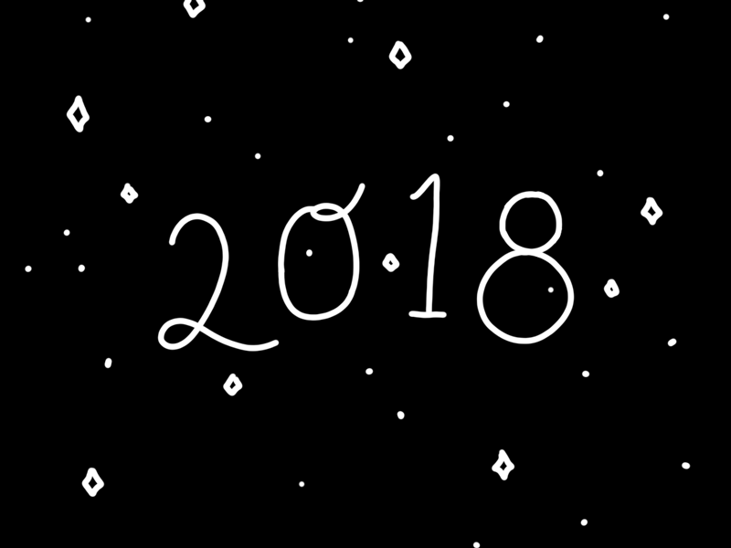 2018 2018 animation black and white diamonds gif handdrawn new year sparkles typography