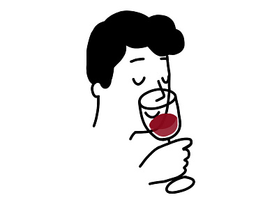 Wine Tasting 30 days 30 days of characters character drawing guy hand drawn illustration line drawing minimal black and white wine