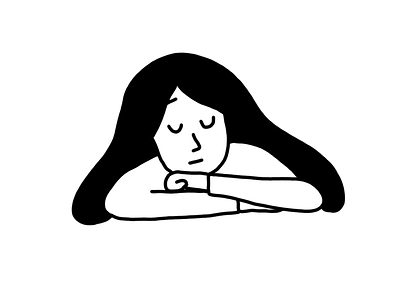 Rest black and white drawing girl line art line drawing long hair minimalist photoshop simple sleeping