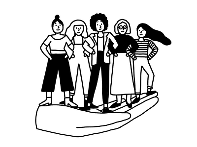 Happy International Women's Day! black and white girls illustration line drawing minimal women womens day