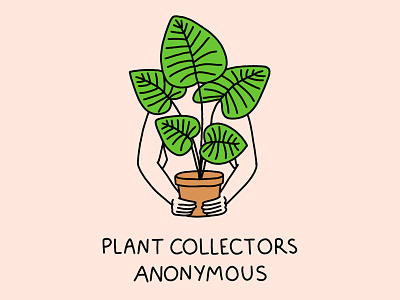 Plant Collectors Anonymous 30 days of plants club green hand lettering houseplant illustration leaf line drawing logo photoshop plant potted plant