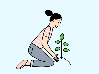 Happy Earth Day 30 days of plants character earth day gardening illustration leaf line drawing plant vegetable woman