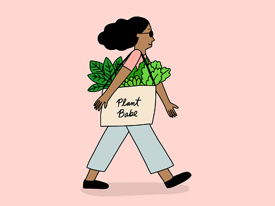 Plant Babe 30 days of plants character farmers market green hand houseplants illustration line drawing photoshop plants woman