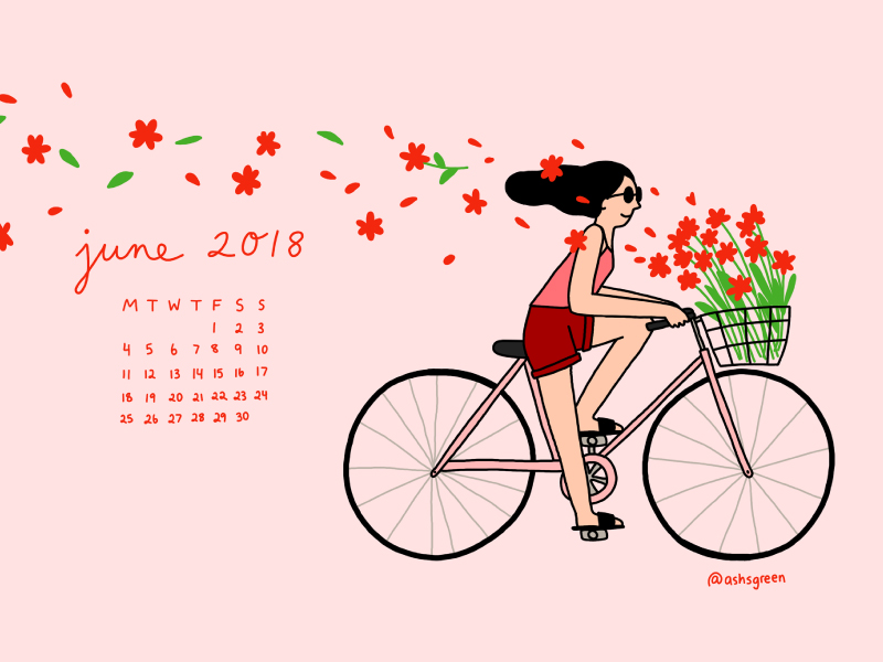 June 2018 desktop calendar - free download by Ashleigh Green on Dribbble