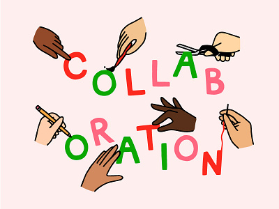 Collaboration arts and crafts collaboration drawing embroidery handlettering illustration painting photoshop surface book 2 teamwork working together