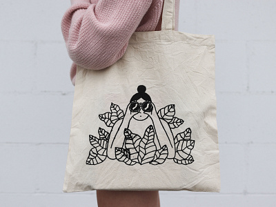 New tote bags! binoculars black and white etsy explore girl illustration line art line drawing plants screen printing screenprint searching tote bag woman