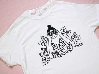 New T-shirts! black and white explore explorer girl graphic tee handmade illustration leaves line drawing plants screen printing screenprint t shirt woman