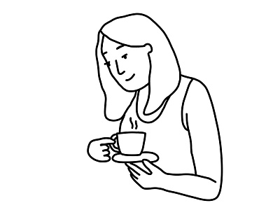 Tea drinker black and white character illustration line art line drawing minimal observational drawing photoshop simple sketchbook surface book 2 tea