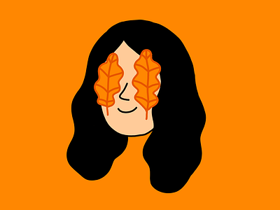 Inktober Day 5 character fall girl icon illustration inktober leaf leaves long hair minimal photoshop surface book 2