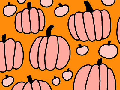 Inktober Day 9 hand drawn illustration pattern photoshop pink playful pumpkin patch pumpkins quirky