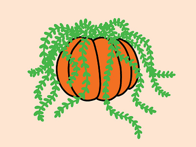 Inktober Day 15 decor fern green halloween home decorations house plant illustration inktober orange pumpkin vines