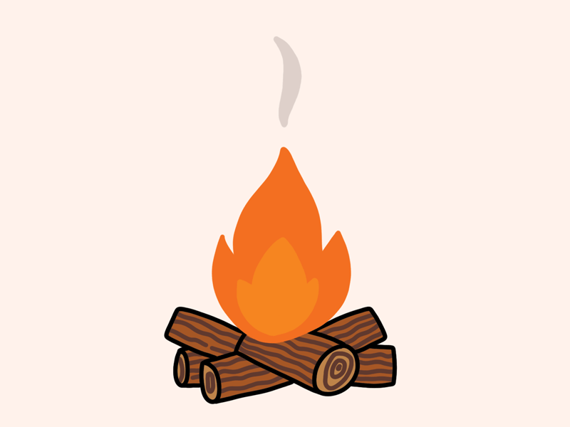 Inktober Day 16 animation campfire camping fire gif inktober logs motion graphic outdoors photoshop animation smoke wood