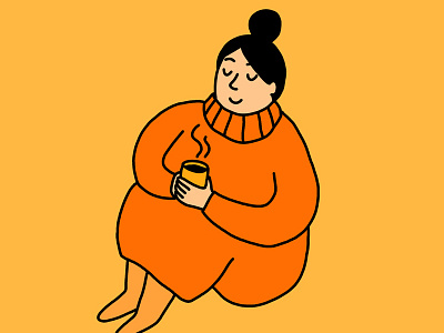 Fall Sweater Goals autumn character coffee cozy fall fashion girl illustration inktober pumpkin relaxing sweater tea turtleneck woman