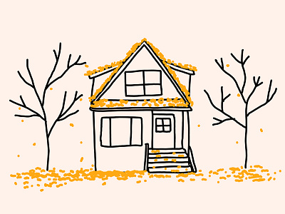 Inktober Day 27 autumn fall halloween haunted house house illustration inktober leaves spooky trees