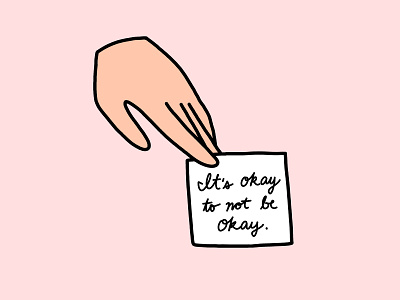 Note to self: bell lets talk day hand illustration its okay to not be okay mental health message minimal quote self care self love simple