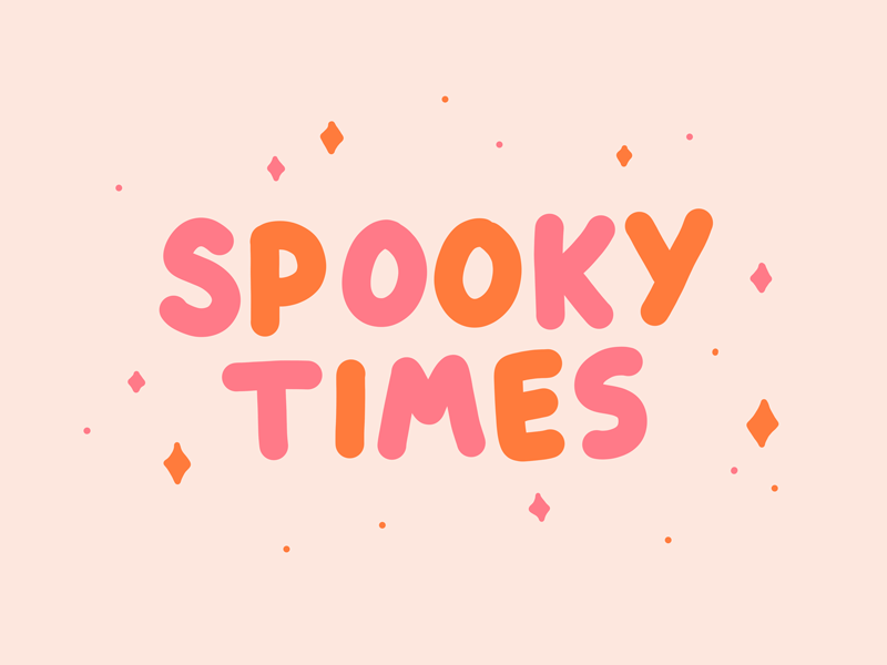 spooky times 2d animation cel animation colourful cute gif halloween lettering sparkles text effect wobbly text