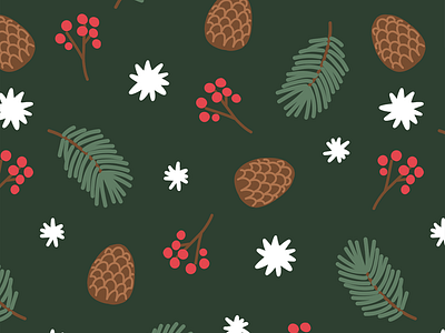 Free wallpaper berries forest free download green handdrawn pattern holiday illustration mobile background nature pattern phone wallpaper pine pinecone print seamless snow stars the woods winter