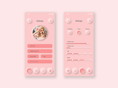 Settings - DailyUI 007 adobexd app colour dailyui gradient graphics inspiration mobile pink rose round settings shadow ui ux